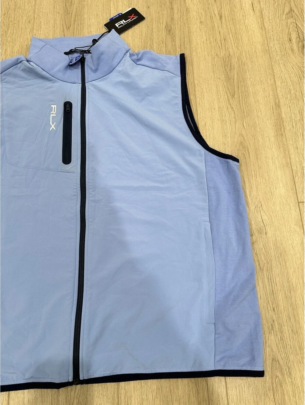 NWT Ralph Lauren RLX Golf Full Zip Wicking Stretch Vest Blue Men's Size 2XL